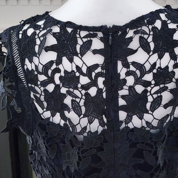 Eliza J Fit & Flare Lace Illusion Waltz Below the Knee Dress Black Women’s 12 - Picture 5 of 7
